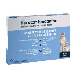 Biocanina Fiprocat 50 mg Solution Spot-On Chats 3 Pipettes de 0,5 ml - Traitement des puces et des tiques