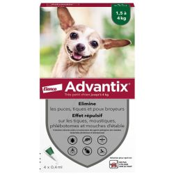 Elanco Advantix Antiparasitaire Très Petit Chien 1,5 à 4 kg - 4 pipettes