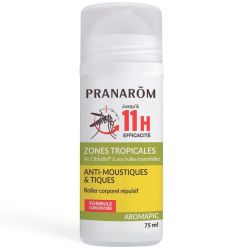 Pranarôm Aromapic Roller Corporel Répulsif Anti-Moustiques & Tiques 75ml – Protection familiale longue durée