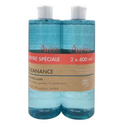Avène Cleanance Eau Micellaire Offre spéciale 2x400 ml - Démaquille, nettoie et matifie les peaux à imperfections