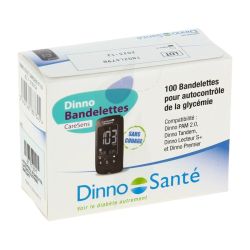 Dinno Santé Bandelettes Glycémie - 100 bandelettes - Pour CareSens®N et CareSens®N POP