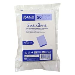 LCH Sensi Gloves Gants de Toilette à Usage Unique - 50 gants - Toilette confortable et hygiénique