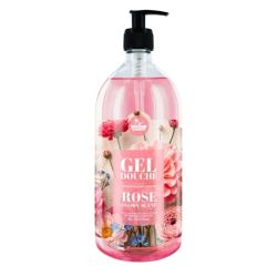 Les Petits Bains de Provence Gel Douche Surgras Sans Savon Rose Jasmin Blanc - 1L - Série limitée Fleurs des champs