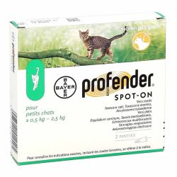 PROFENDER Spot-On 2 pipettes - Vermifuge pour petits chats de 0,5 à 2,5 kg