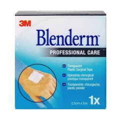 3M Blenderm Sparadrap Chirurgical Plastique Transparent - 2,5 cm x 5m - Occlusif et Imperméable - 1 rouleau