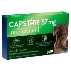 Elanco Capstar Traitement Anti-Puces Oral pour Grand Chien 57mg - 6 Comprimés - + de 11kg