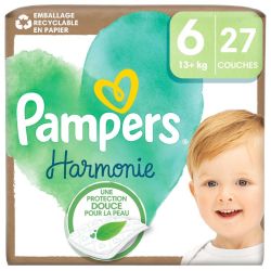 Pampers Harmonie Couches Taille 6 + de 13kg - 27 couches – Peaux sensibles et 12h au sec