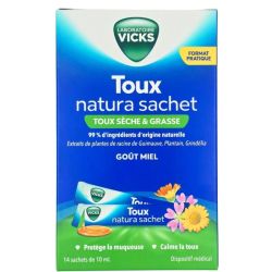 Laboratoire Vicks Toux Natura Sachet 14 sachets de 10 ml - Soulagement de la toux sèche et grasse