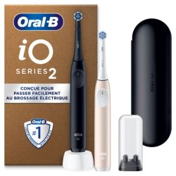 Oral-B iO2 Pack 2 Brosses A Dents Électriques Noire et Rose + 2 Brossettes