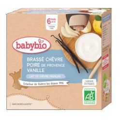 Babybio Pot Brassé au Lait de Chèvre Poire Figue +6m Bio Lot de 2 x 130g
