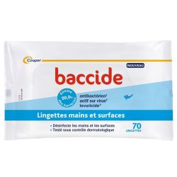 Baccide Lingettes Désinfectantes Mains et Surfaces - 70 Lingettes