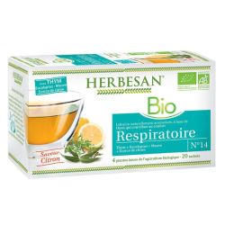 Herbesan Infusion Bio Respiratoire - Saveur Citron, 20 sachets