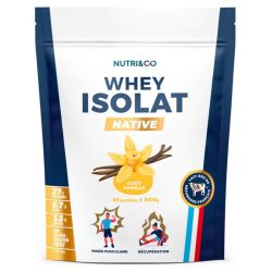 Nutri&Co Whey Isolat Native - 900g - Saveur : Vanille - Protéines ultra-pures pour masse musculaire et récupération