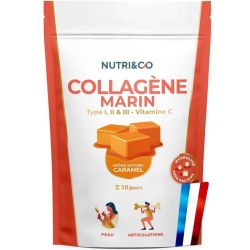 Nutri&Co Collagène Marin Type I, II & III + Vitamine C Goût Caramel - 180g