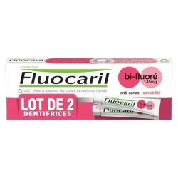 Fluocaril Dentifrice Bi-Fluoré Dents Sensibles 145mg 2x75ml - Soulage la sensibilité dentaire et prévient les caries