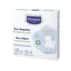 Mustela kit eco-lingettes en coton bio, 6 lingettes