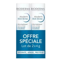 Bioderma Atoderm Stick à Lèvres Ultra Hydratant Lot de 2 x 4g