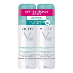Vichy Déodorant Anti-Transpirant Efficacité 48H - Lot de 2 x 125 ml - Protection Peaux Sensibles