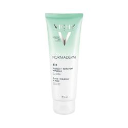 Vichy Normaderm 3en1 Exfoliant, Nettoyant et Masque - 125 ml - Peaux Mixtes à Grasses