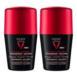 Vichy Homme Clinical Control Déodorant Détranspirant 96H - Lot de 2 x 50 ml - Transpiration Intense