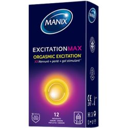Manix ExcitationMax 12 Préservatifs – Triple stimulation et gel chauffant