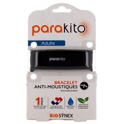 Parakito Bracelet Anti-Moustiques Adulte Noir + 2 Recharges