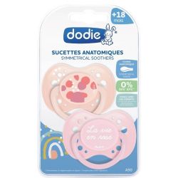 Dodie Sucette Anatomique Silicone +18 mois - 2 Sucettes