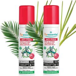 Puressentiel Anti-Pique Lait Répulsif Zones Tropicales 2x75 ml – Protection 8h waterproof et hydratante dès 6 mois