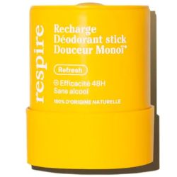 Respire Déodorant Stick Bio - Recharge de 50 g - Monoï - Protection naturelle 48 h