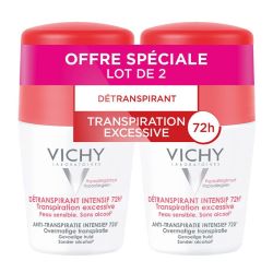 Vichy Détranspirant Intensif 72H - Lot de 2 x 50 ml - Traitement Anti-Transpirant Haute Performance