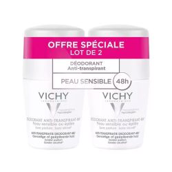 Vichy Déodorant Anti-Transpirant 48H Peaux Sensibles - Lot de 2 x 50 ml - Roll-On Haute Tolérance