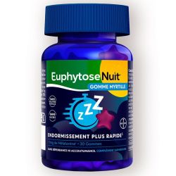 EuphytoseNuit 1mg Mélatonine - Endormissement Plus Rapide - 30 Gommes Myrtille