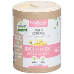 Nat&Form Huile de Bourrache Bio - 120 capsules - Hydratation, protection cellulaire et beauté de la peau