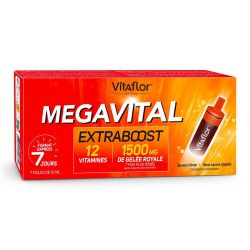 Vitaflor Mégavital Extraboost 12 Vitamines -  Redynamisant - Saveur Citron - Format 7 Jours 7x10ml