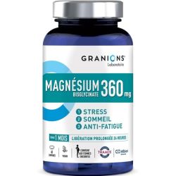 Granions Magnésium Bisglycinate 360 mg 60 comprimés – anti-fatigue, réduit le stress et améliore le sommeil