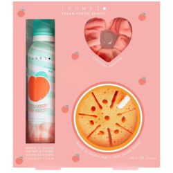 Inuwet Coffret Bubble Peach - Mousse de Douche, Éponge et Chouchou - Hydratation et moment cocooning