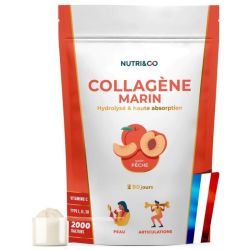 Nutri&Co Collagène Marin Type I, II & III + Vitamine C Goût Pêche - 540g