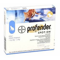 PROFENDER Spot-On 2 pipettes - Vermifuge pour chats moyens de 2,5 à 5 kg