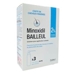 Bailleul Minoxidil 2 % Solution Cutanée 3 flacons de 60 ml
