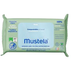 Mustella Lingettes Nettoyantes - Parfumées Compostables - 60 Lingettes