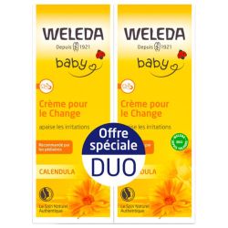 Weleda Baby Crème pour le Change Calendula - Lot de 2 x 75 ml - Protège, apaise et répare la peau sensible de bébé