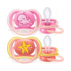Avent Ultra-Air 2 Sucettes Animaux Rose - 6-18 Mois