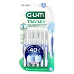 Gum Trav-ler Brossettes Interdentaires - 6 brosettes - Taille 0 : 0,6mm - Hygiène efficace en douceur