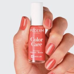 Poderm Vernis Color Care Tea Tree Rose Corail 8 ml - Vernis soin rose corail lumineux longue tenue
