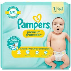 Pampers Premium Protection - Taille 1 - 2/5kg - Pack de 24 Couches