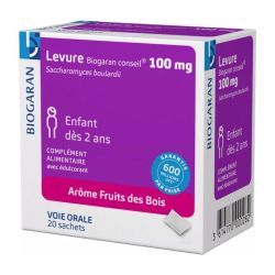 Biogaran Levure 100mg Traitement de la Diarrhée - 20 Sachets Arôme Fruits des Bois