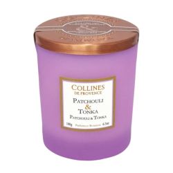 Collines de Provence Bougie Parfumée Patchouli & Tonka 180 g – ambiance boisée intense et chaleureuse