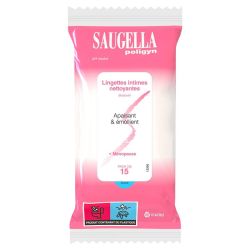 Saugella Poligyn Lingettes intimes - 15 lingettes - Fraîcheur et confort au quotidien