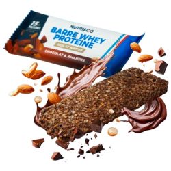 Nutri&Co Barre protéine Whey - 1 barre - Saveur Chocolat et Amandes - Encas riche en protéines