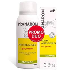 Pranarôm Duo Aromapic Spray Lacté Répulsif Anti-moustiques + Aromapic Roller Piqûres Gel Apaisant